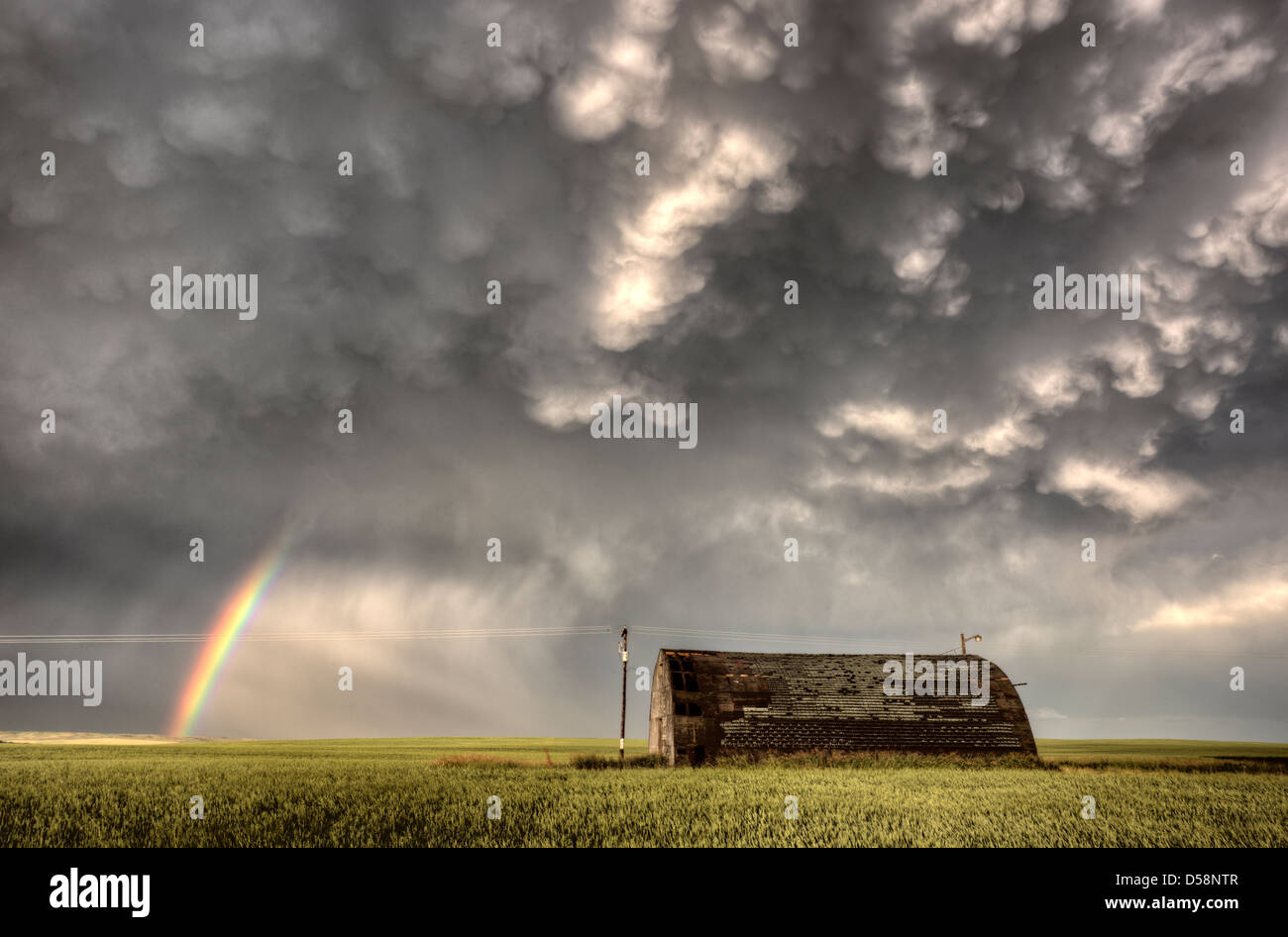 Storm Clouds Saskatchewan rainbow in prairie Canada Stock Photo - Alamy