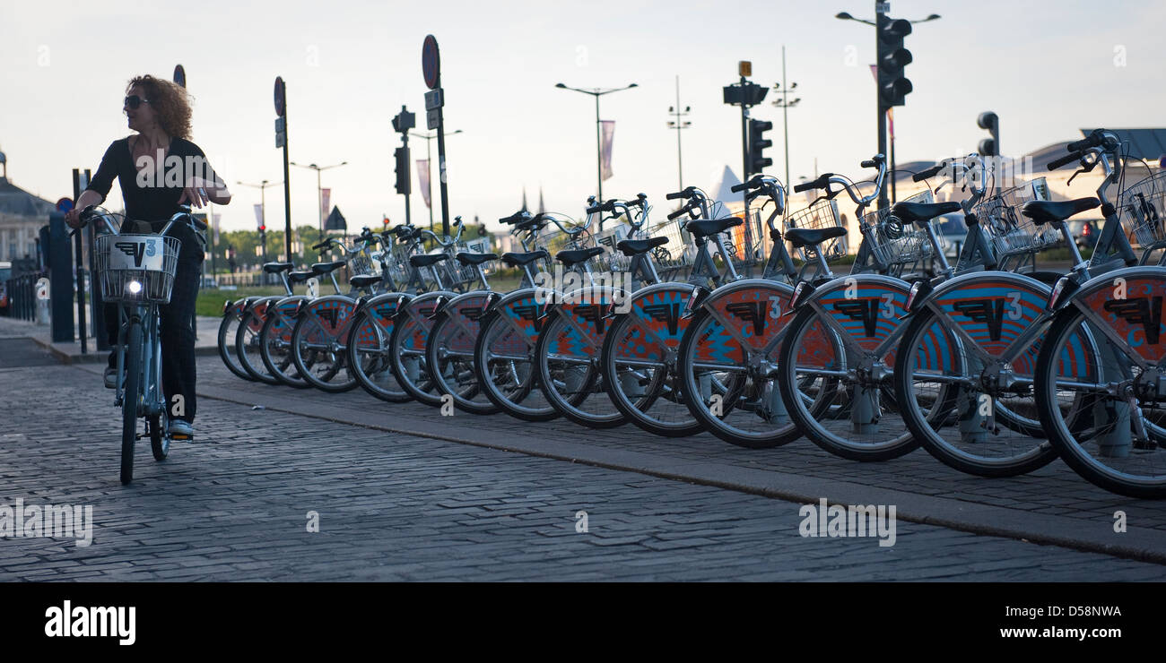 Rental bicycles, Bordeaux, France Stock Photo Alamy
