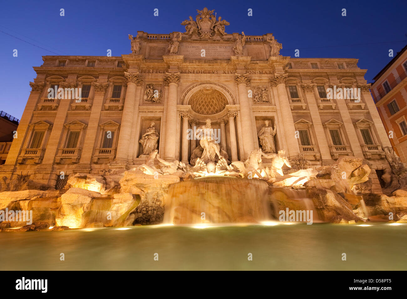 The Trevi Fountain (Fontana di Trevi) at night in Rome, Italy Stock Photo