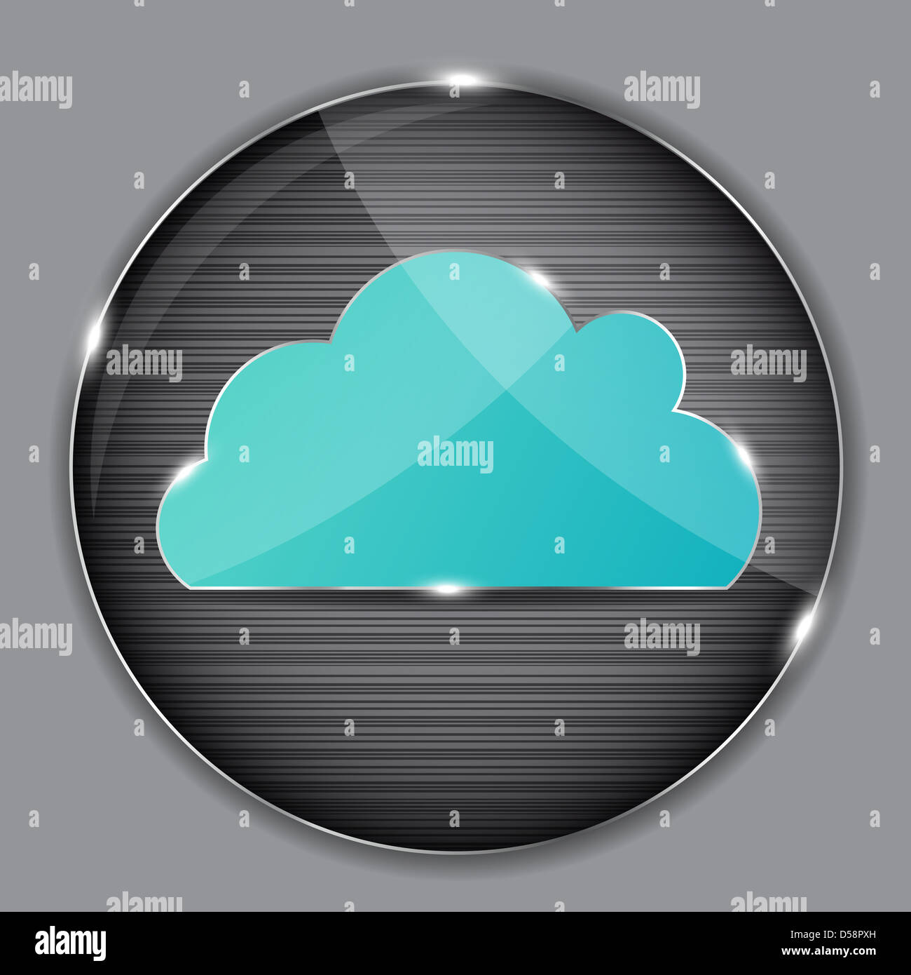 Vector glass button with cloud icon. Stock Photo