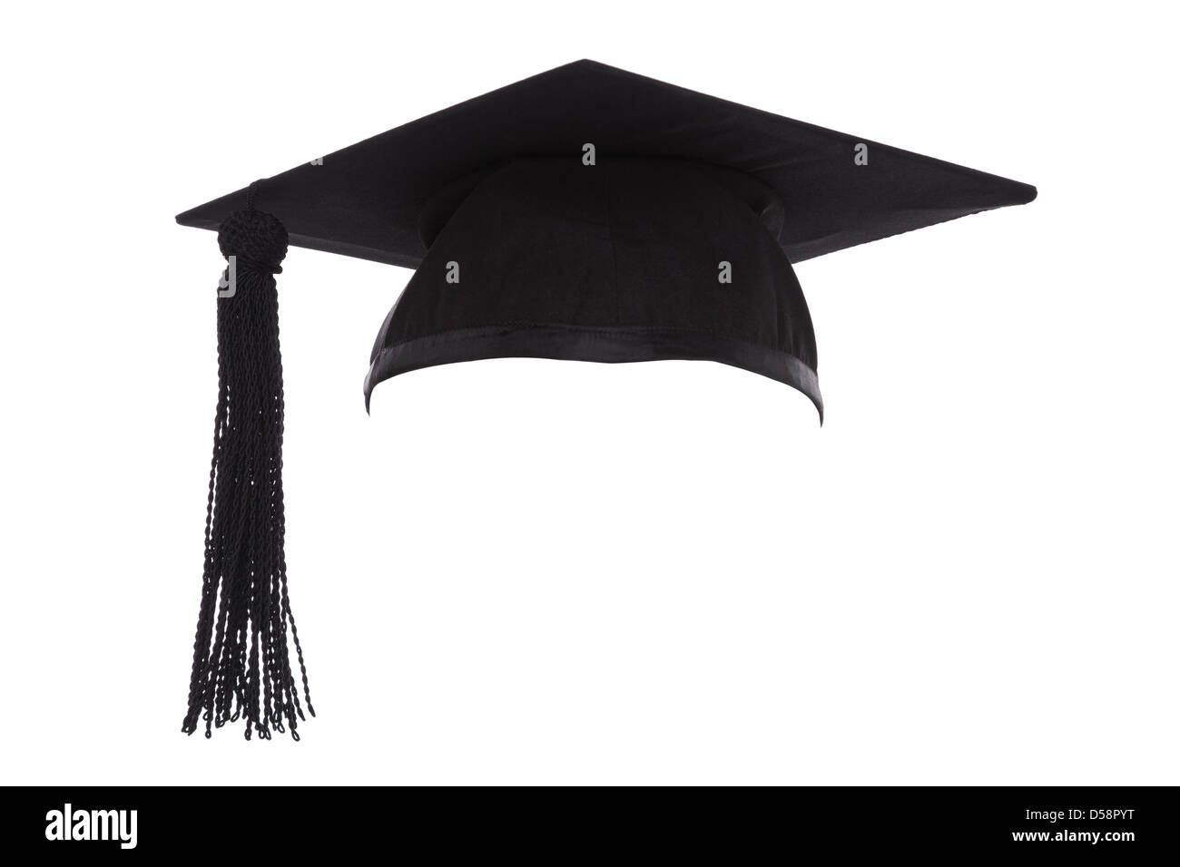 Mortar Board or Graduation Cap isolated on a white background. Stock Photo