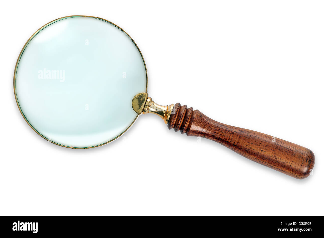 Photo of a Brass Magnifying Glass with wooden handle Stock Photo
