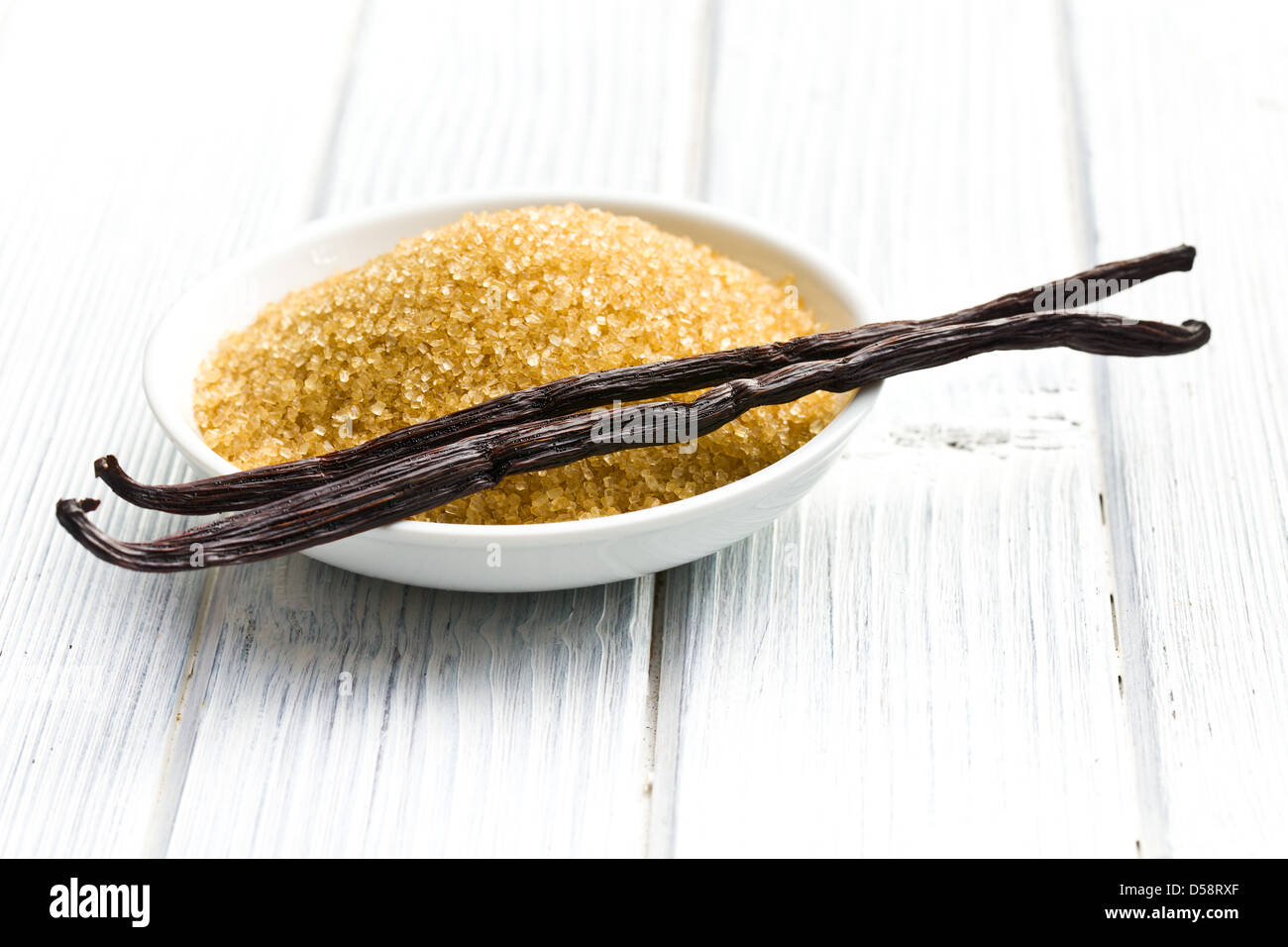 the vanilla pods with brown sugar Stock Photo