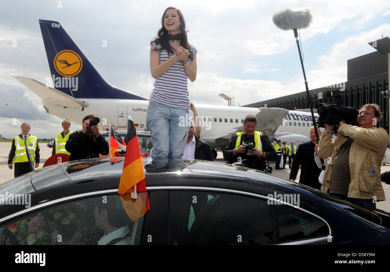 Lena Meyer-Landrut, winner of the Eurovision Song Contest, is recieved ...