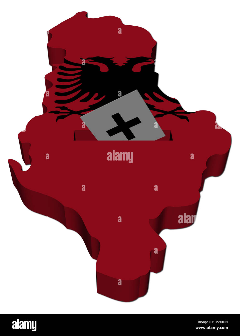 Albania election map with ballot paper illustration Stock Photo - Alamy