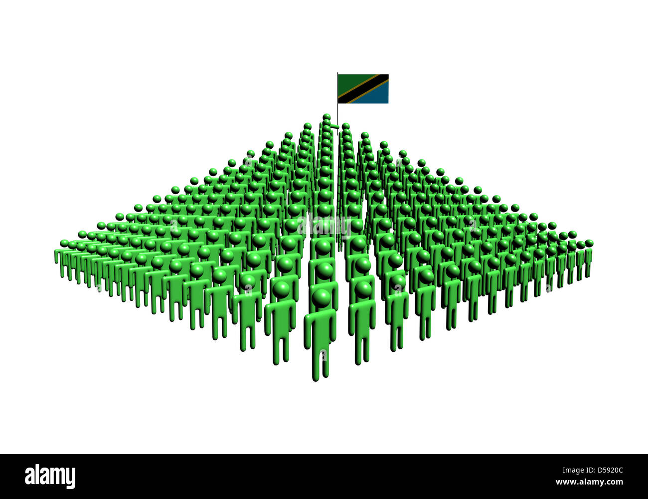 Pyramid of abstract people with Tanzania flag illustration Stock Photo