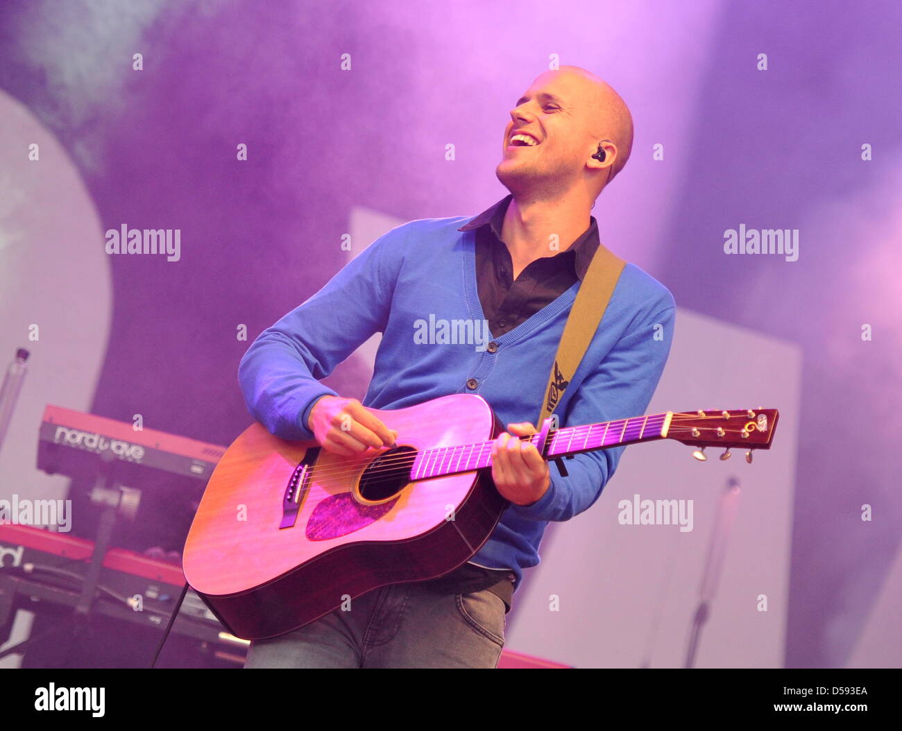 Belgian singer Milow perfoms during a concert at the Stadtpark stage in ...