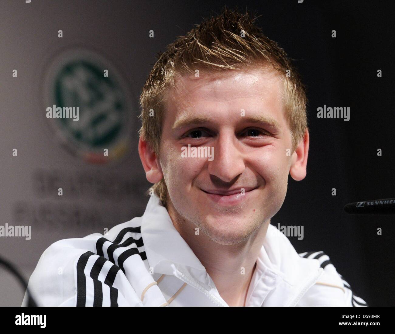 German international Marko Marin attends a press conference of the German national soccer team in Atteridgeville near Pretoria, South Africa, 10 June 2010. The German national team prepares for its first FIFA World Cup 2010 match against Australia on 13 June 2010. Photo: BERND WEISSBROD Stock Photo