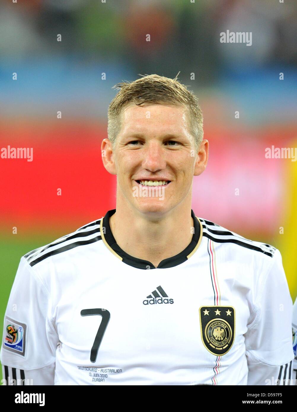 Bastian Schweinsteiger of Germany prior the FIFA World Cup 2010 group D  match between Germany and Australia at Moses Mabhida Stadium in Durban,  South Africa, 13 June 2010. Photo: Bernd Weißbrod dpa