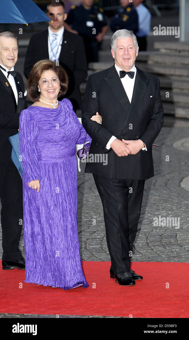 Crown Princess Katherine and Crown Prince Alexander of Serbia arrive for a gala performance at Swedish parliament Riksdag on the occasion of the wedding of Crown Princess Victoria of Sweden and Daniel Westling in Stockholm, Sweden, 18 June 2010. The royal wedding ceremony of Crown Princess Victoria of Sweden and Daniel Westling will take place on 19 June 2010. Photo: Patrick van Ka Stock Photo