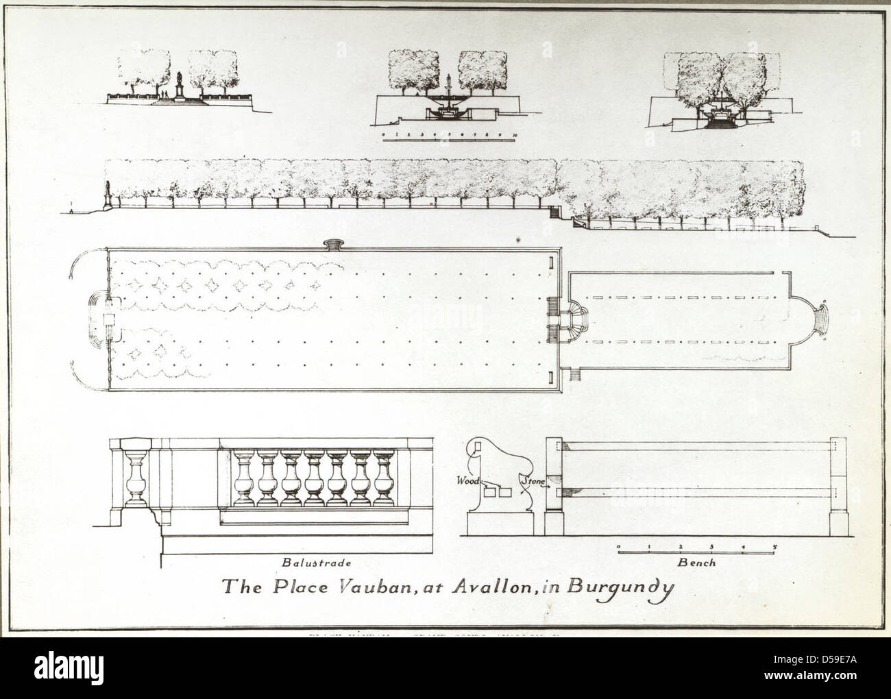 Avallon. Plan for Place Vauban Stock Photo
