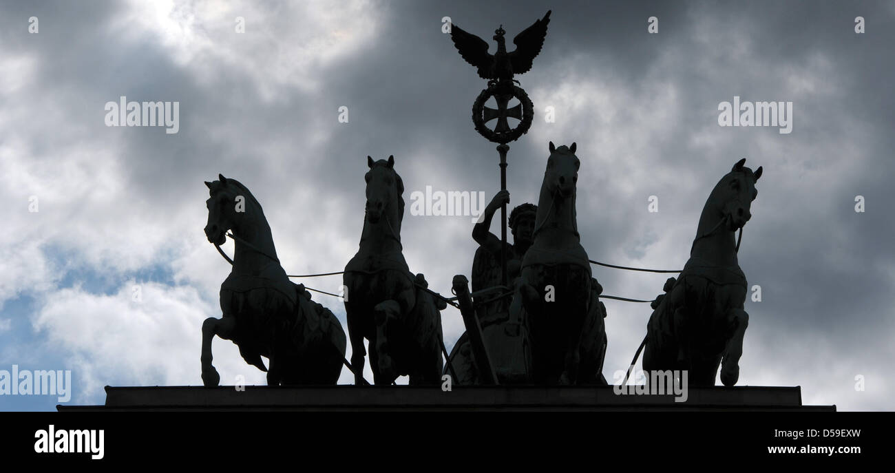 Dark clouds cast behind Brandenburg Gate in Berlin, Germany, 21 June ...