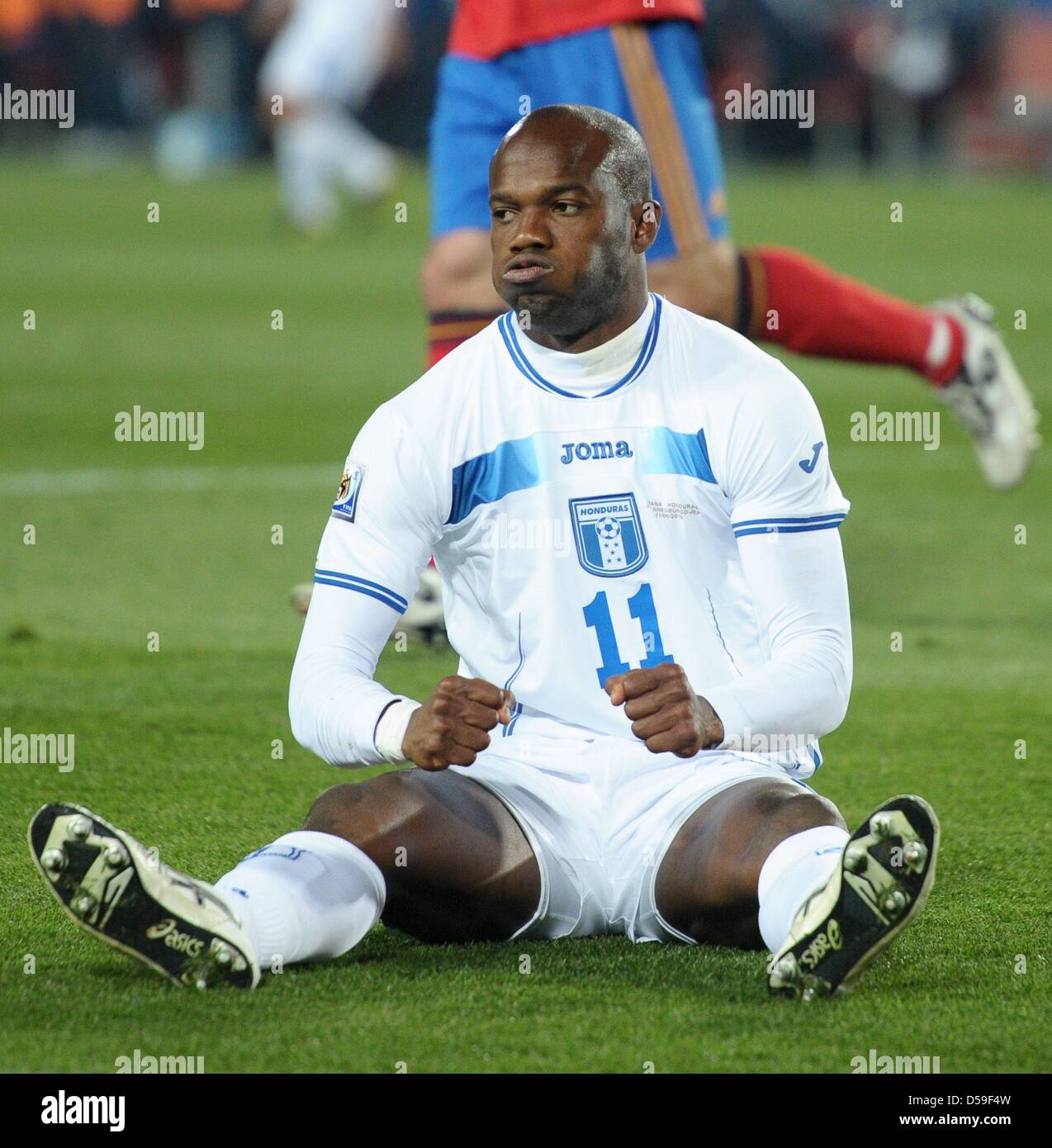 David Suazo of Honduras reacts during the FIFA World Cup 2010 group H match  between Spain and Honduras at the Ellis Park Stadium in Johannesburg, South  Africa 21 June 2010. Photo: -