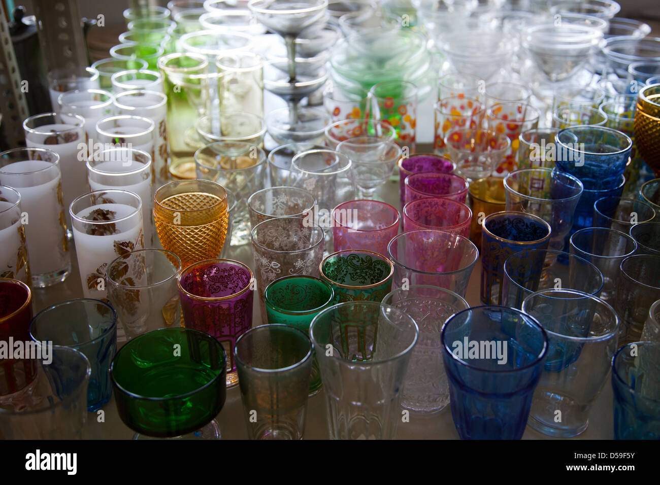 Eclectic Selection of Glasses at Old Biscuit Mill in Woodstock Cape