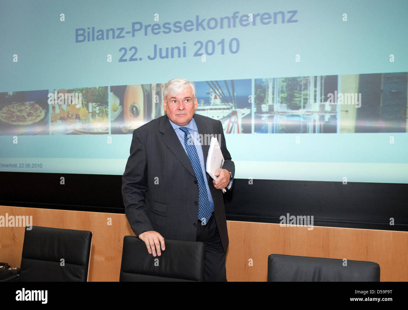 Richard Oetker arrives at the balance press conference of his company