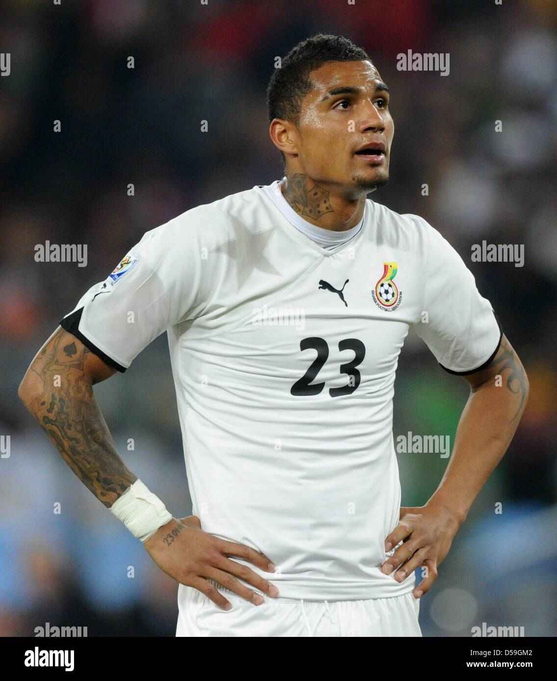 Ghana's Kevin-Prince Boateng reacts during the 2010 FIFA World Cup group D match between Ghana and Germany at Soccer City, Johannesburg, South Africa 23 June 2010. Photo: Marcus Brandt dpa - Please refer to http://dpaq.de/FIFA-WM2010-TC Stock Photo