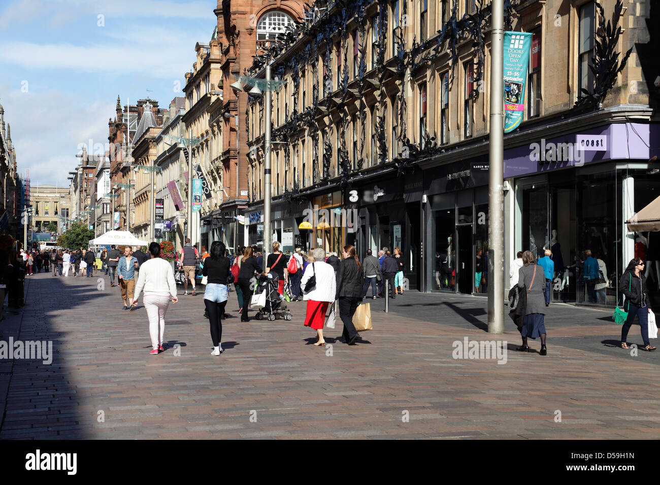 Buchanan Street Glasgow, pedestrian shopping precinct in the city centre, Scotland, UK Stock Photo