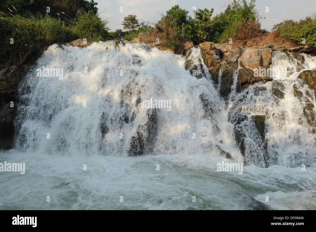 waterfall of Khone Phapheng on four thousand islands on Laos Stock Photo
