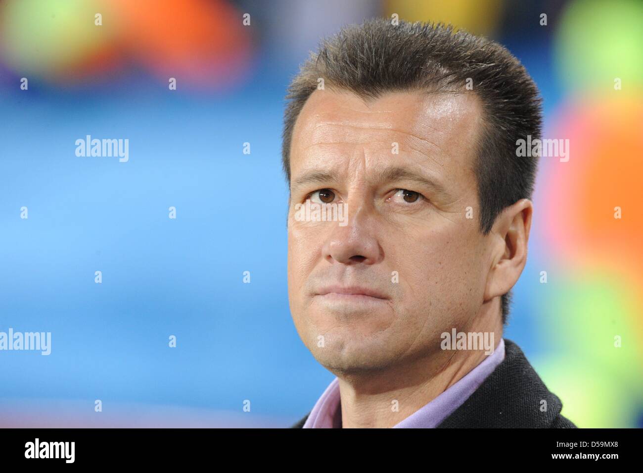 Brazil's coach Carlos Dunga during the 2010 FIFA World Cup Round of Sixteen match between Brazil and Chile at the Ellis Park Stadium in Johannesburg, South Africa 28 June 2010. Photo: Marcus Brandt dpa - Please refer to http://dpaq.de/FIFA-WM2010-TC  +++(c) dpa - Bildfunk+++ Stock Photo
