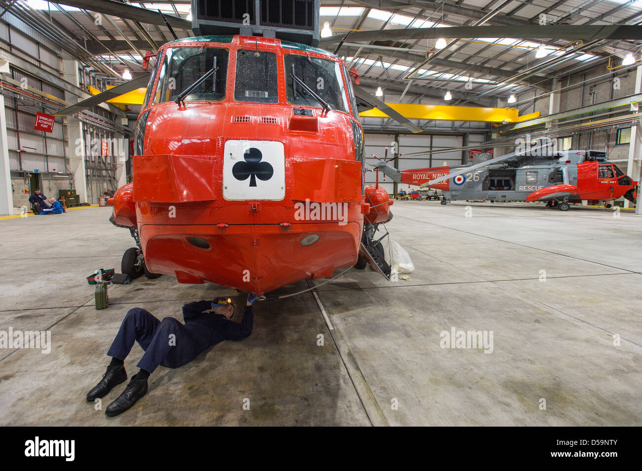 Sea King search and rescue helicopter pictured at RNAS Culdrose, in Cornwall, UK Stock Photo