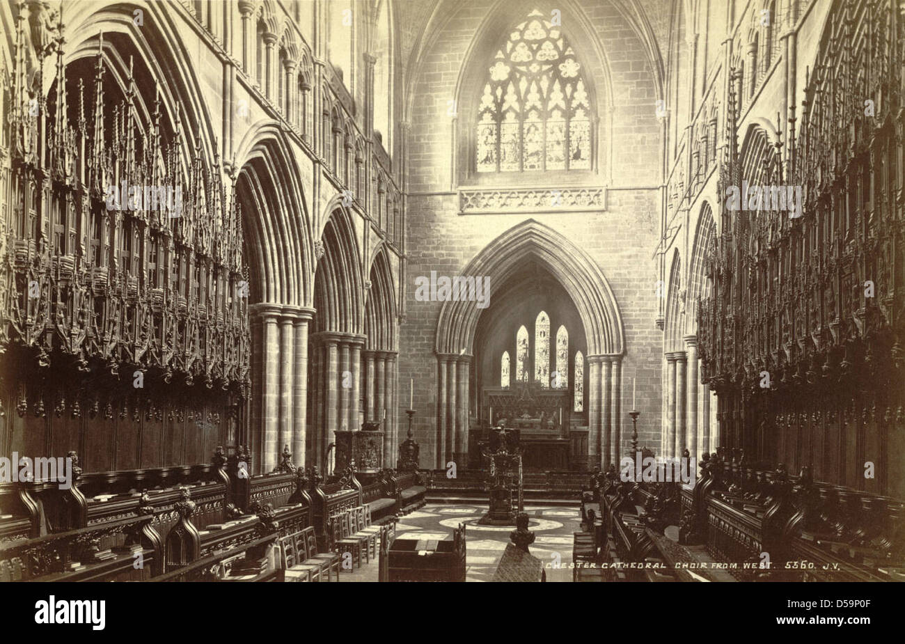 Chester Cathedral, Choir seen from West Stock Photo