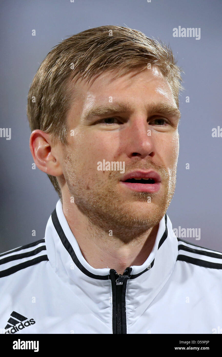 Germany's Per Mertesacker prior to the FIFA World Cup 2014 qualification group C soccer match between Germany and Kazakhstan at Nuernberg Arena in Nuremberg, Germany, 26 March 2013. Photo: Daniel Karmann/dpa Stock Photo