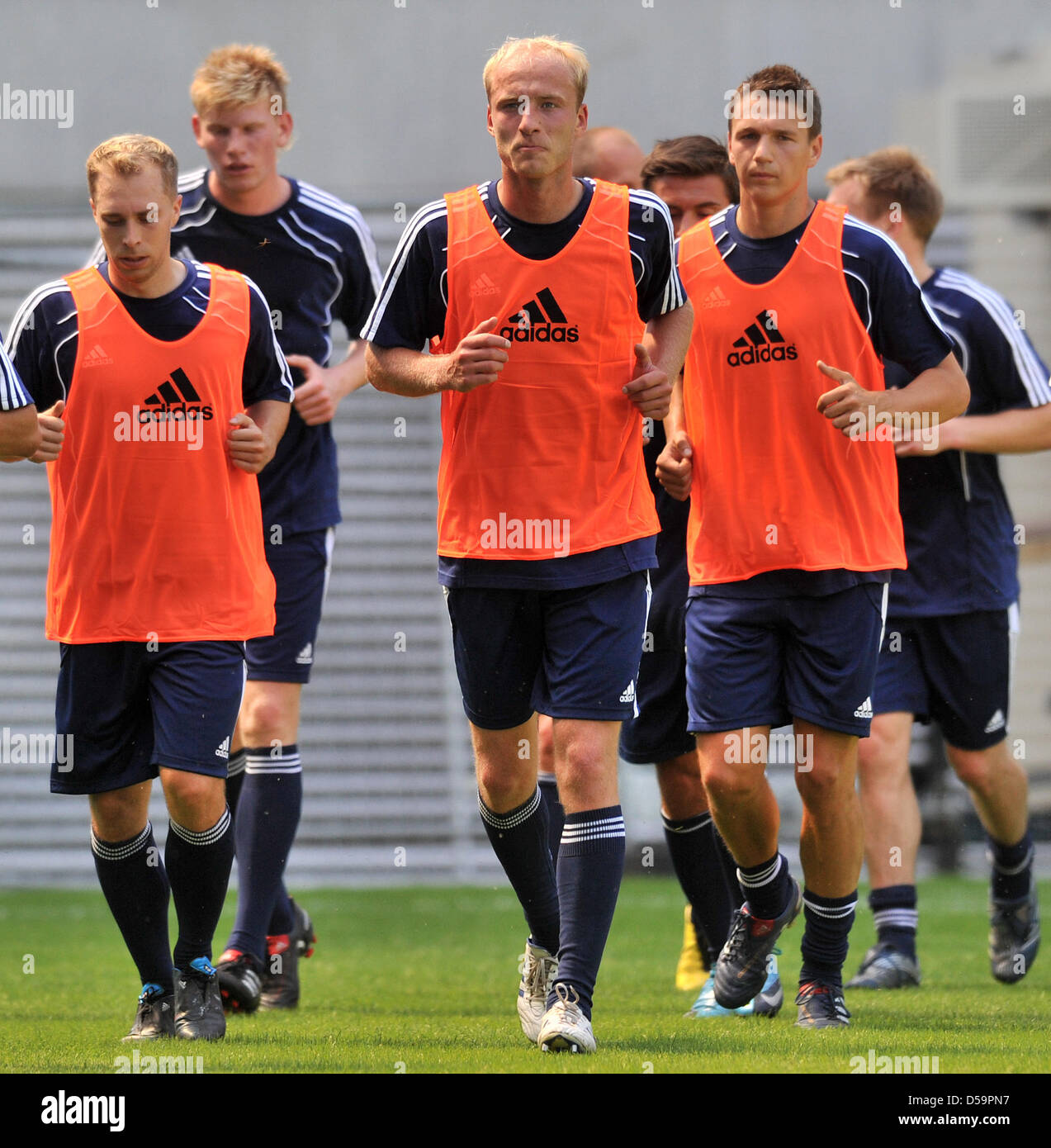 Players of the RB Leipzig, new to the regional league, kick off