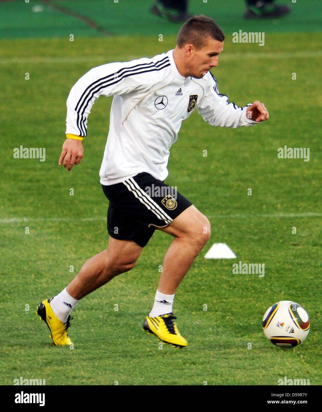 German player Lukas Podolski during a training session of the German