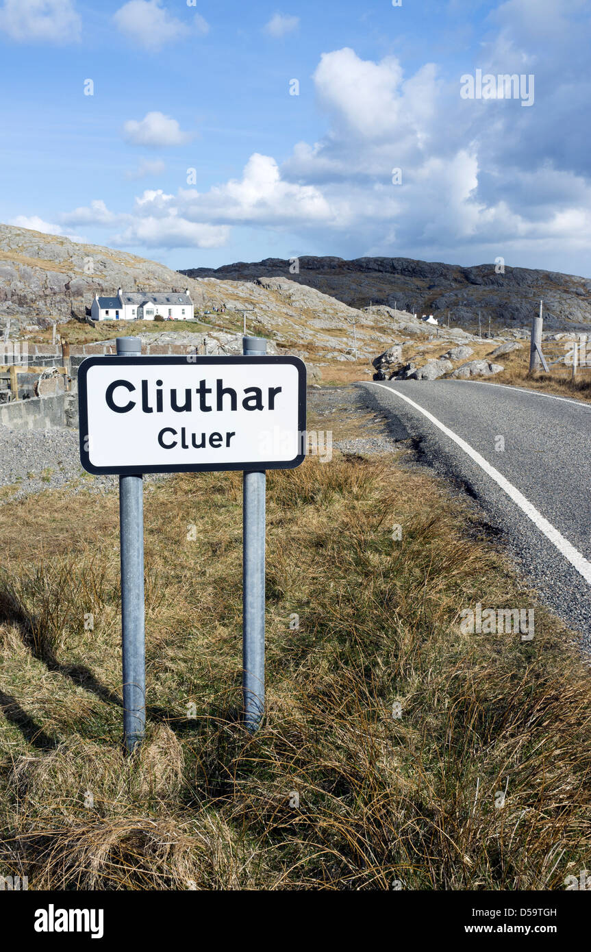 Road Sign Cluer Isle of Harris Western Isles Outer Hebrides Scotland UK Europe Stock Photo