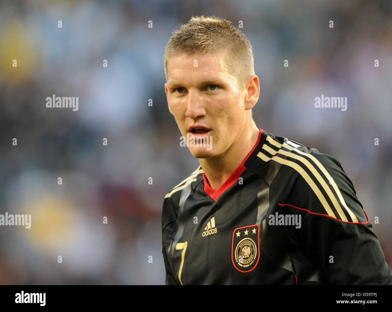 Germany's Bastian Schweinsteiger during the 2010 FIFA World Cup quarterfinal match between Argentina and Germany at the Green Point Stadium in Cape Town, South Africa 03 July 2010. Germany won 4-0. Photo: Marcus Brandt dpa - Please refer to http://dpaq.de/FIFA-WM2010-TC Stock Photo