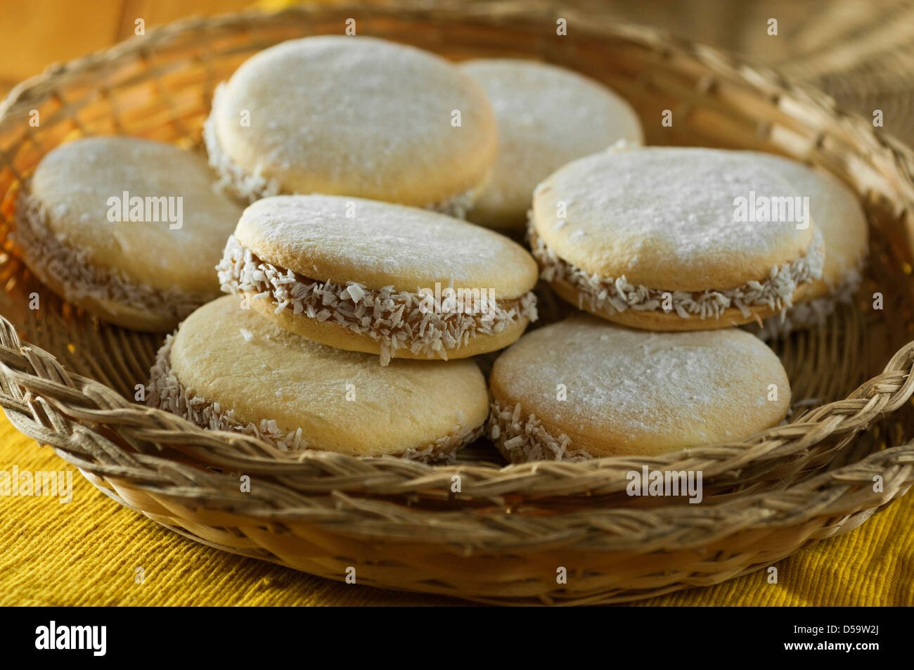Alfajores South American cookies or biscuits Stock Photo