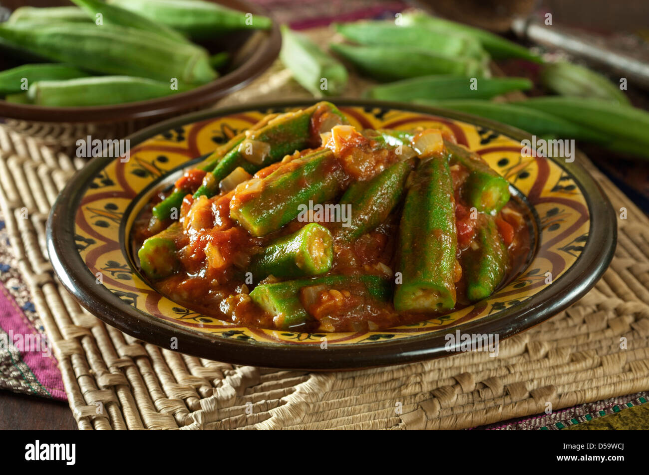 Bamia okra stew in spicy tomato sauce Stock Photo Alamy