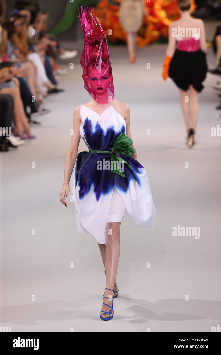 A model wears a creation as part of Christian Dior Haute Couture fashion fall winter 2010 2011 collection presented during the Paris Haute Couture Fashion Week in Paris France 05 July 2010. The