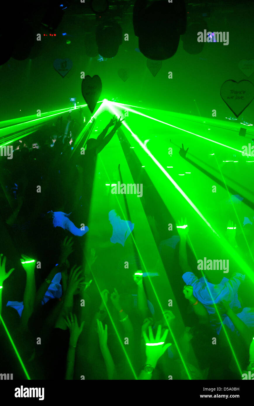 Excelent green laser party at the club Stock Photo - Alamy