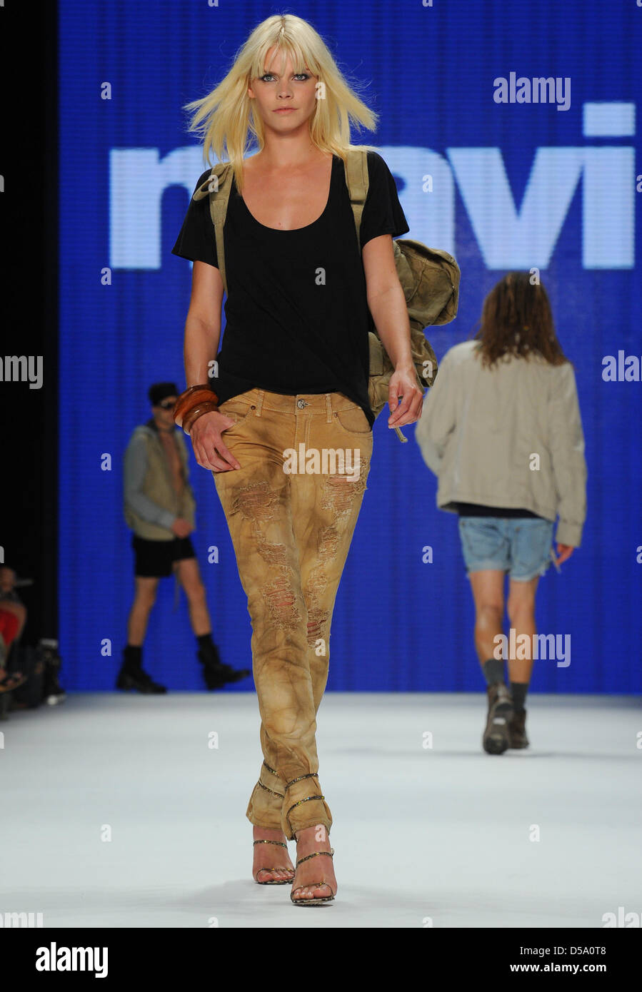 A model presents a creation of the turkish label 'Mavi' during the ...