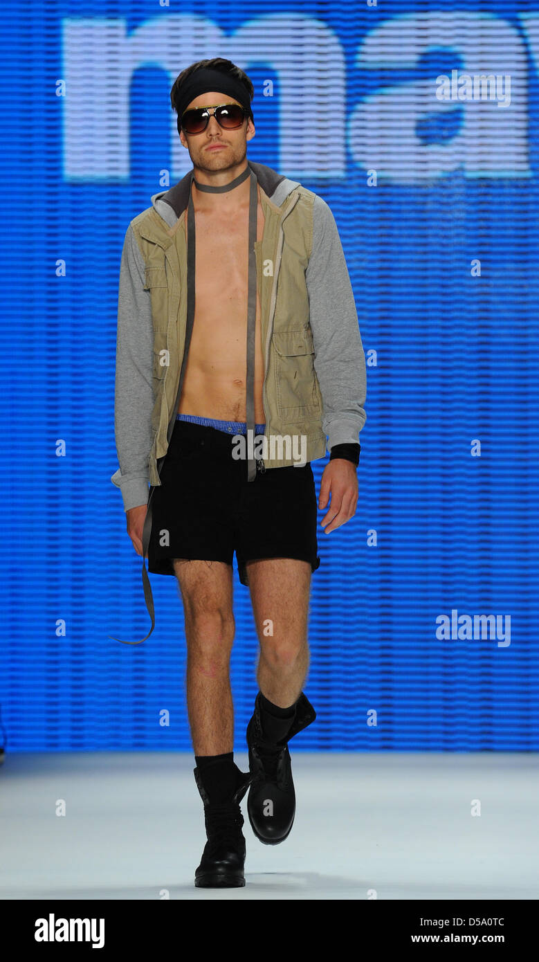 A model presents a creation of the turkish label 'Mavi' during the ...