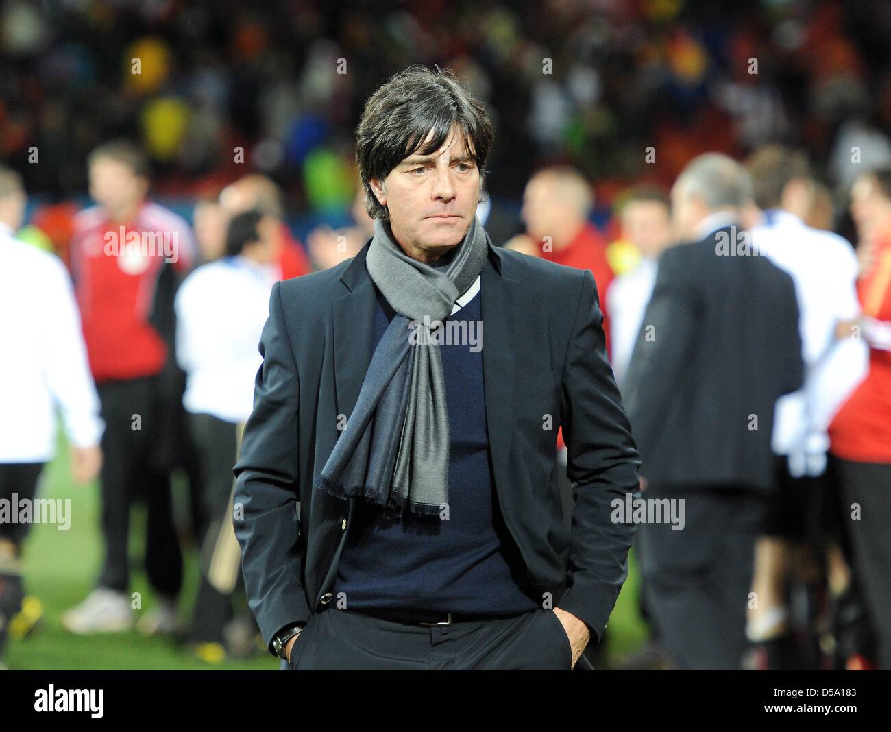 German coach Joachim Loew after the 2010 FIFA World Cup third place match between Uruguay and Germany at the Nelson Mandela Bay Stadium in Port Elizabeth, South Africa 10 July 2010. Germany won 3:2. Photo: Marcus Brandt dpa - Please refer to http://dpaq.de/FIFA-WM2010-TC  +++(c) dpa - Bildfunk+++ Stock Photo