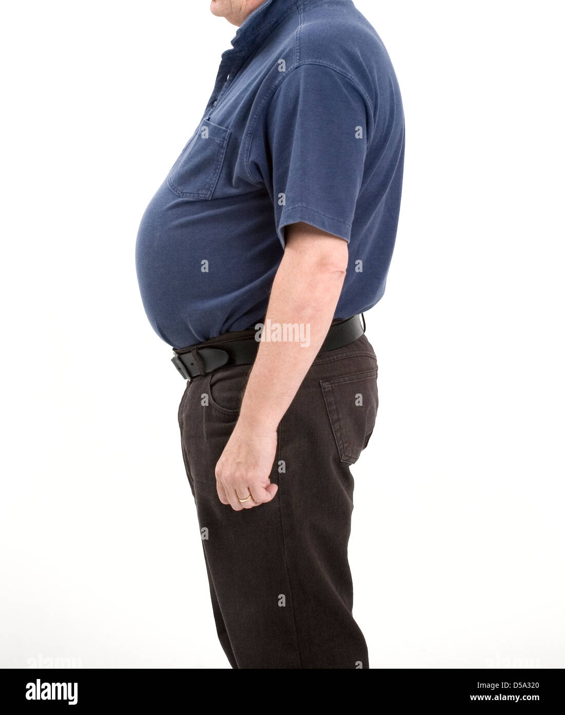 man with beer belly Stock Photo