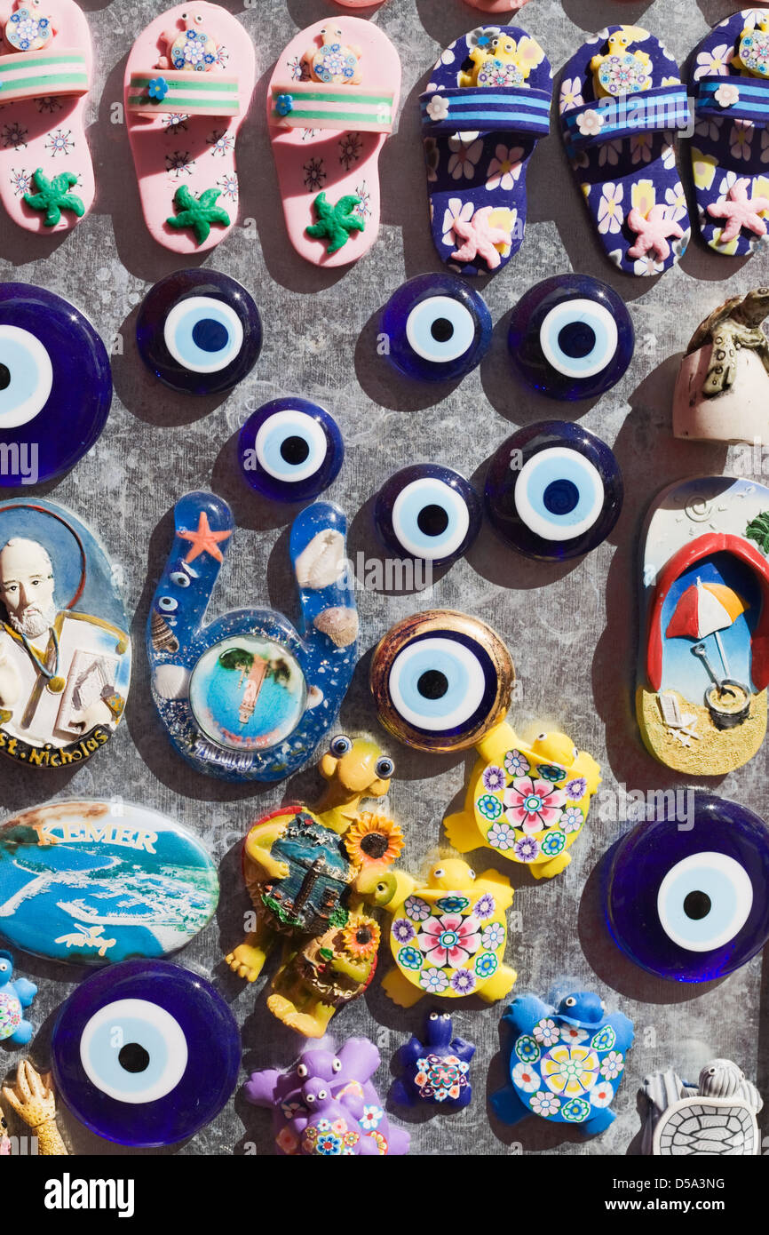 Souvenir magnets on display for sale in Turkey Stock Photo