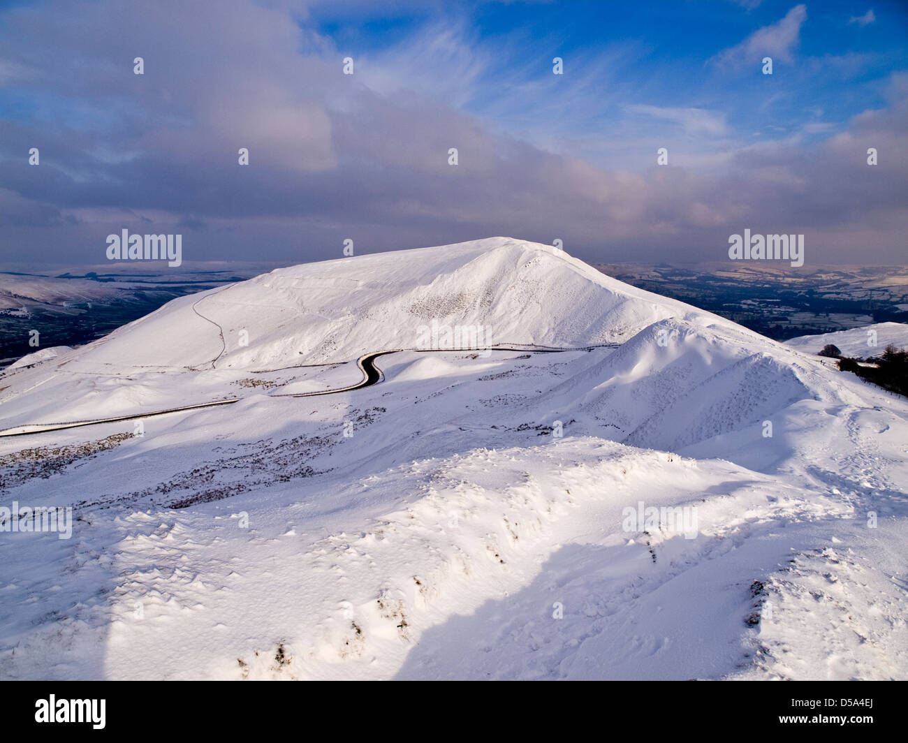 Mam Tor From Rushup Edge Covered In Snow Peak District National Park mam-tor-from-rushup-edge-covered-in-snow-peak-district-national-park