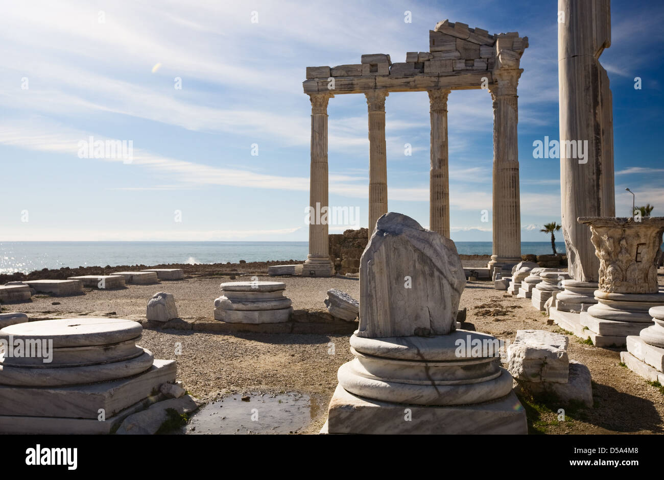 Roman ruins of the Temple of Apollo, Side, Turquoise Coast, Antalya Province, Turkey Stock Photo