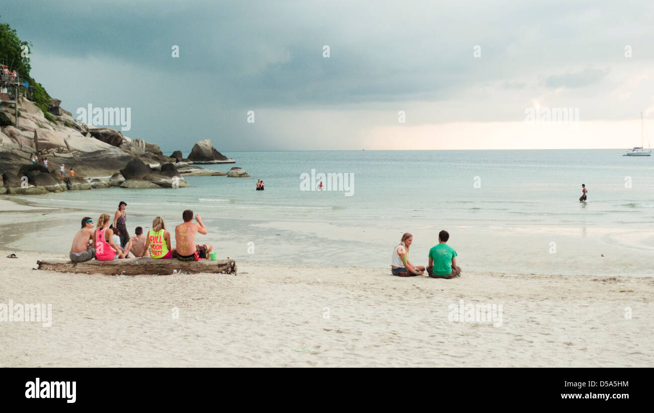 Morning after whole night full moon party in Koh Phangan of Thailand, 2011. Stock Photo