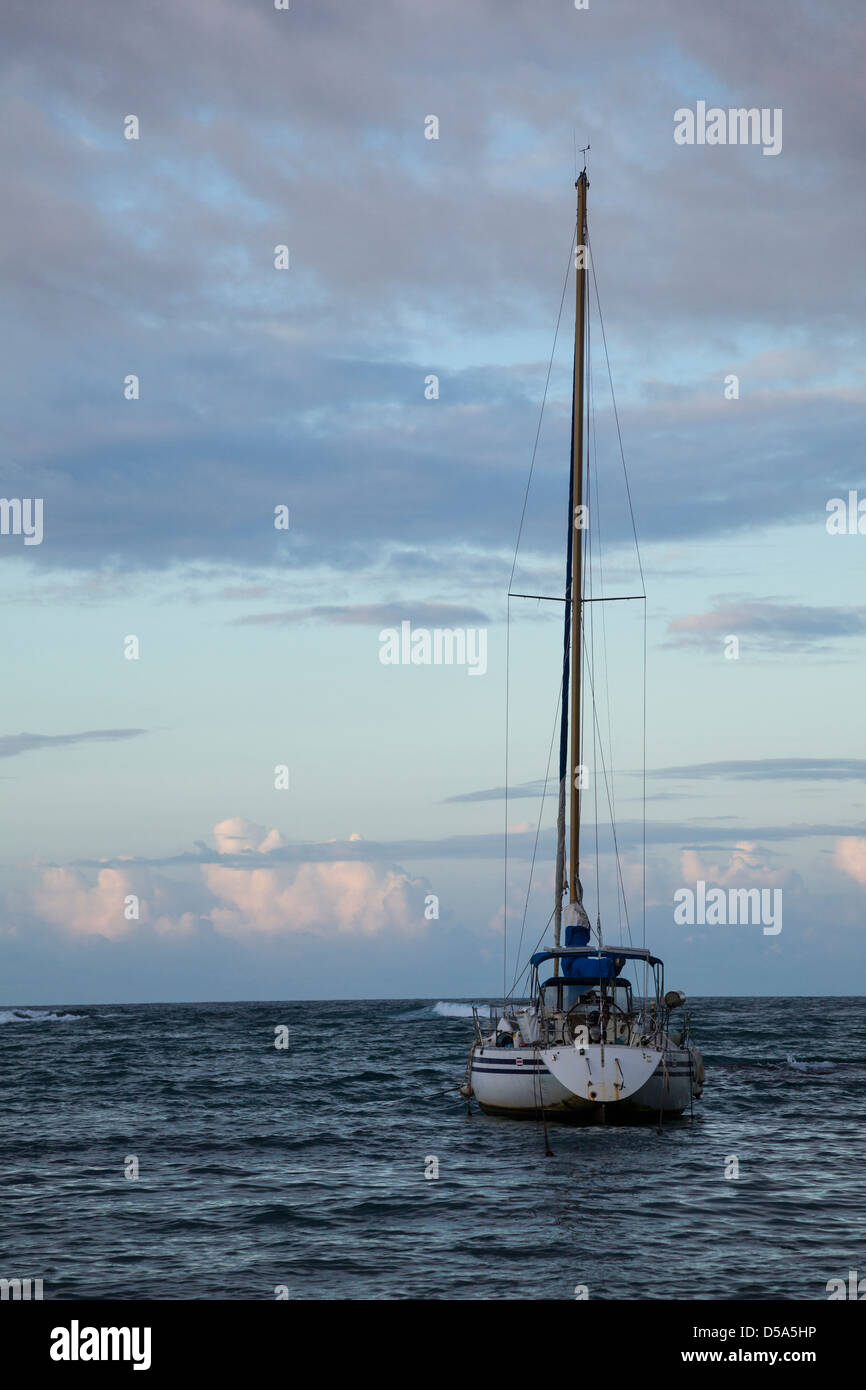 Sailboat along the Caribbean coast, Puerto Viejo de Talamanca, Limon Province, Costa Rica Stock Photo