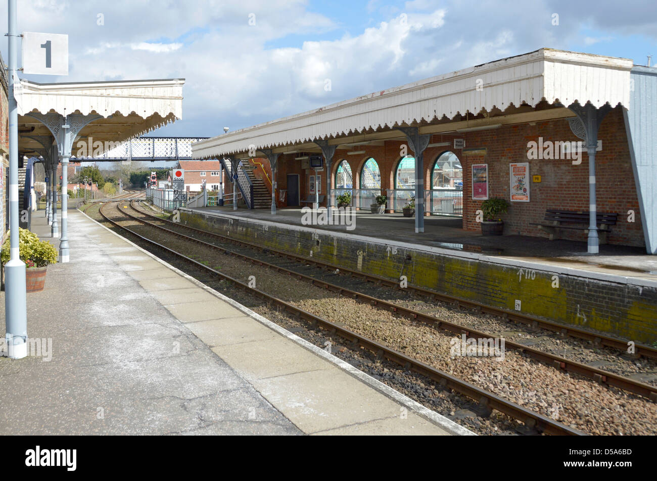 Railway station platforms at Woodbridge on East Suffolk Line (Ipswich