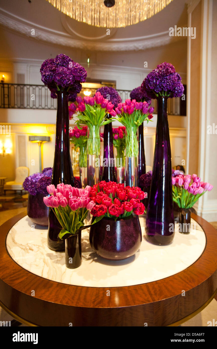 Flowers in lobby Beverly Wilshire Hotel, Beverly Hills, California, United States of America Stock Photo