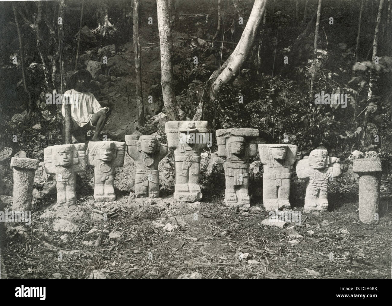 Atlantean Figures from Temple of Jaguars, Chichén Itzá Stock Photo