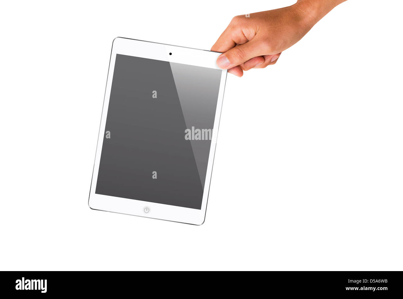 isolated hand holding tablet, to replace screen with images Stock Photo
