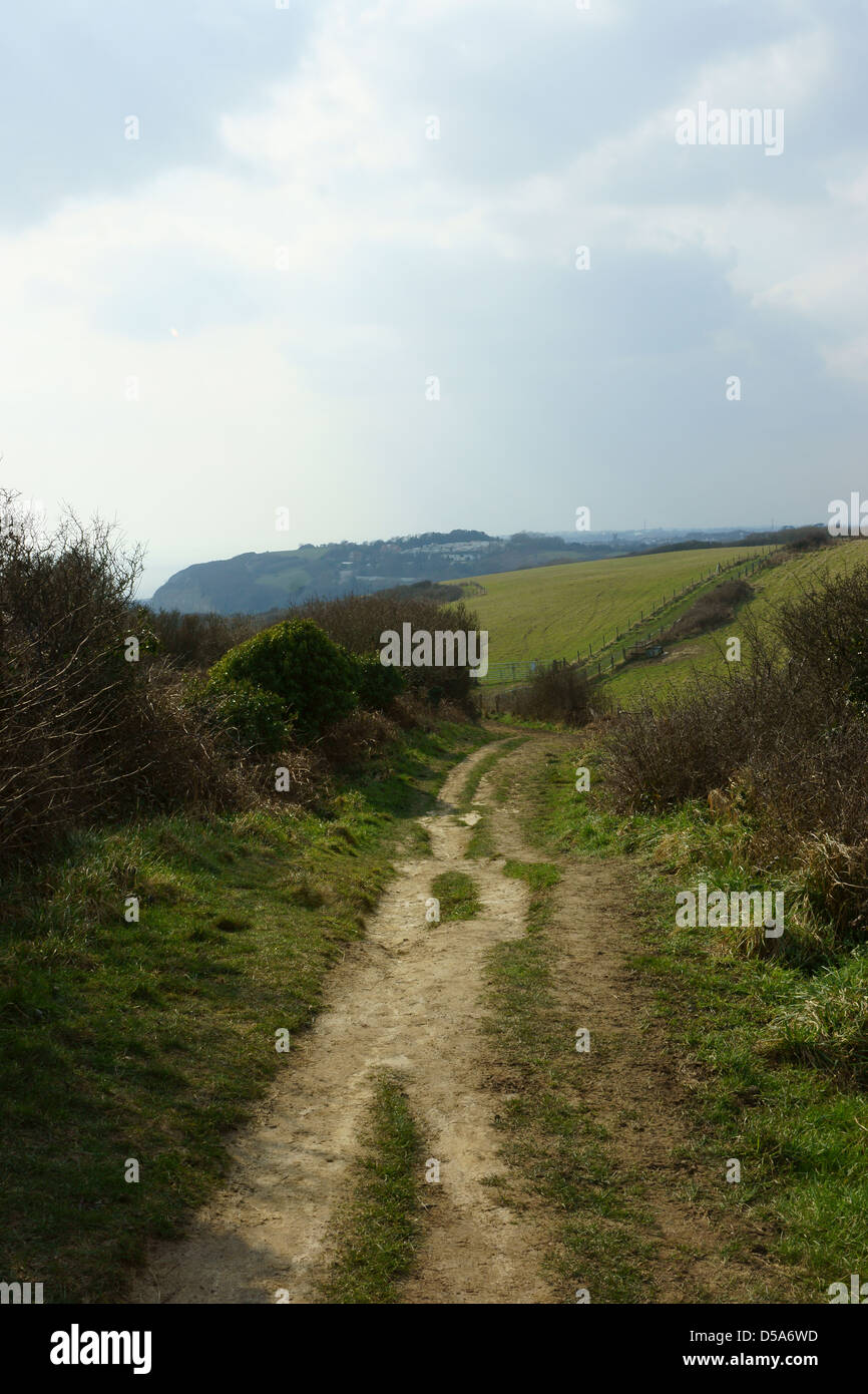 hastings country park walk hills cliffs sky mud Stock Photo Alamy