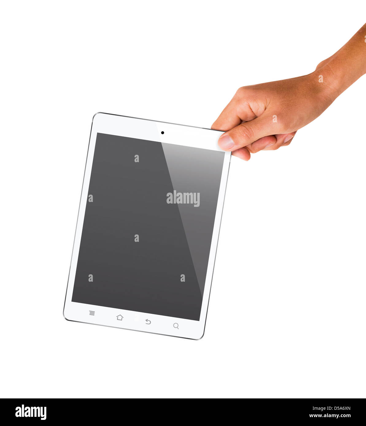isolated hand holding tablet, to replace screen with images Stock Photo