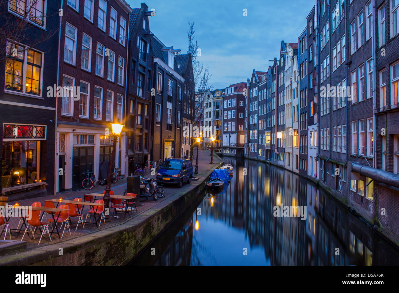 Amsterdam Gracht at the evening Stock Photo
